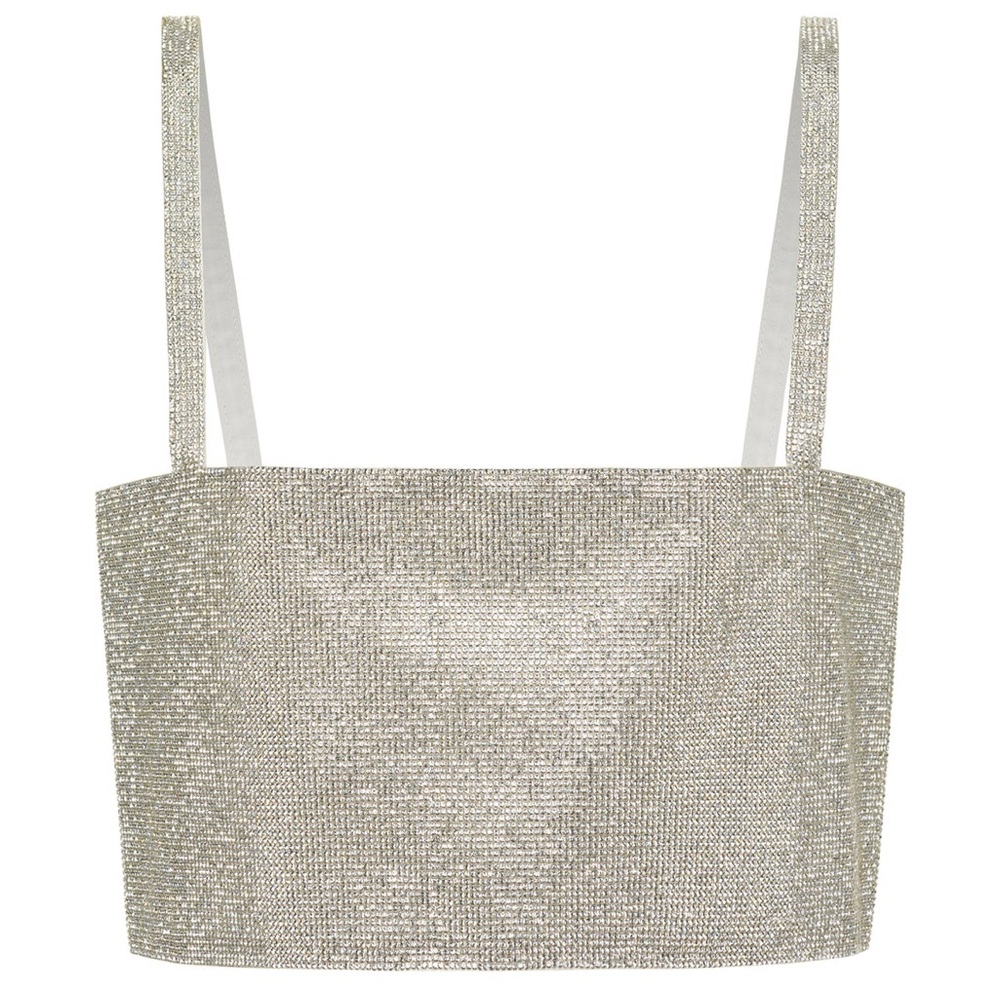 12th Tribe Shira Silver Rhinestone Crop Top